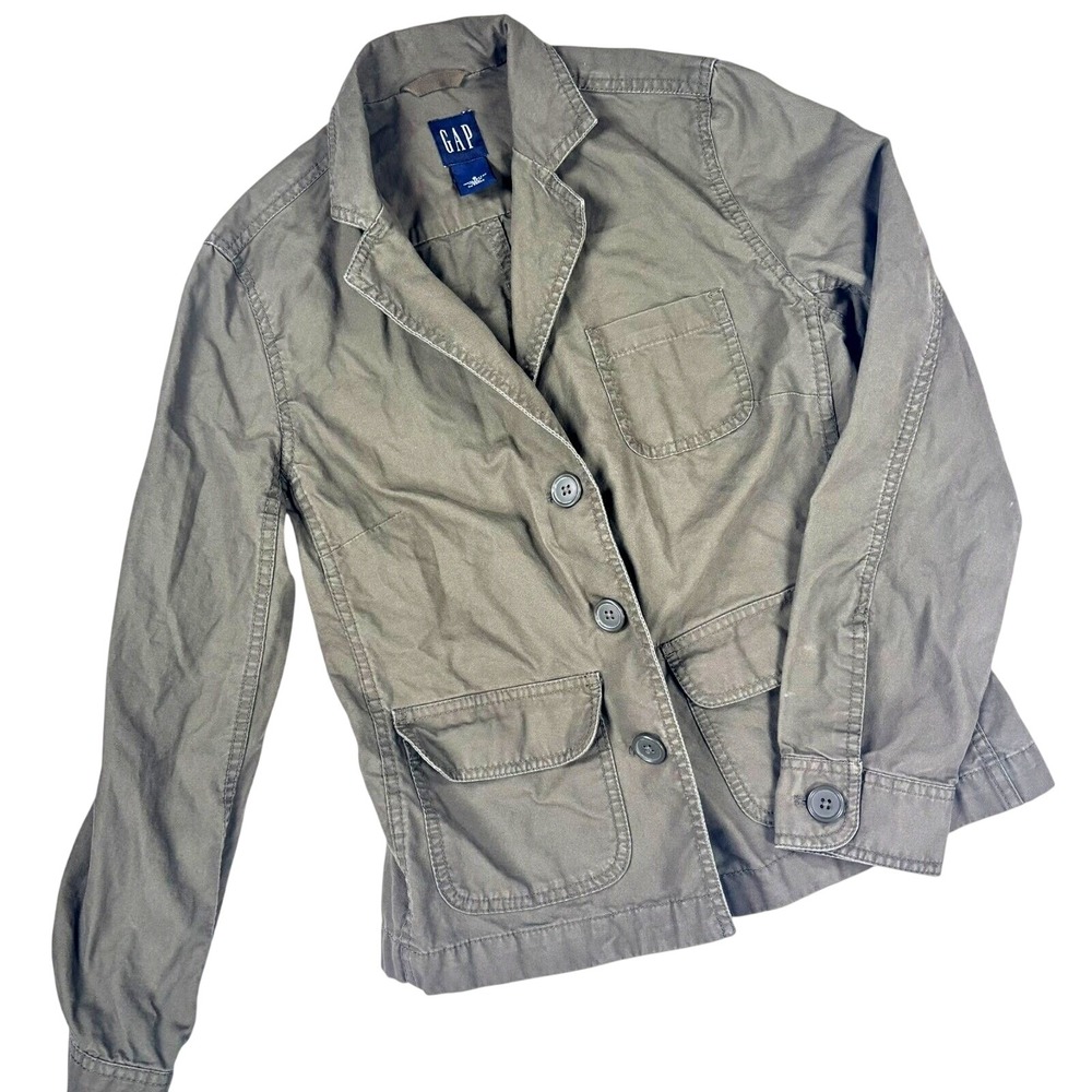 Gap Utility Military Jacket Green Button Pockets Sz Small Gorpcore
